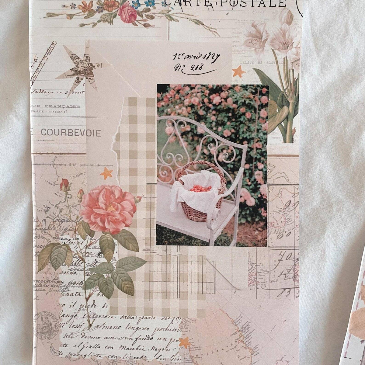 6 x A5 Ephemera Full Page Stickers - "Pretty Vintage Pink" - Chapteries-Rachel The Turtle Journal
