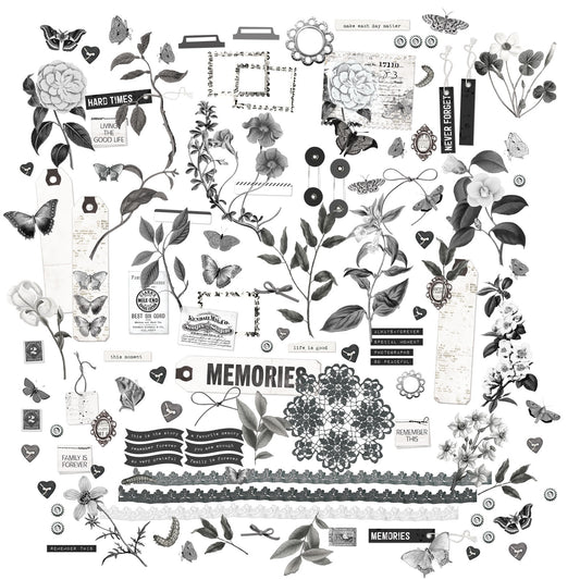 Laser Cut Outs Die Cuts - Color Swatch Charcoal - 49 and Market-Laser Cut Outs Die Cuts - Color Swatch Charcoal - 49 and Market - Aussie Paper Crafting - The Turtle Journal-Rachel The Turtle Journal