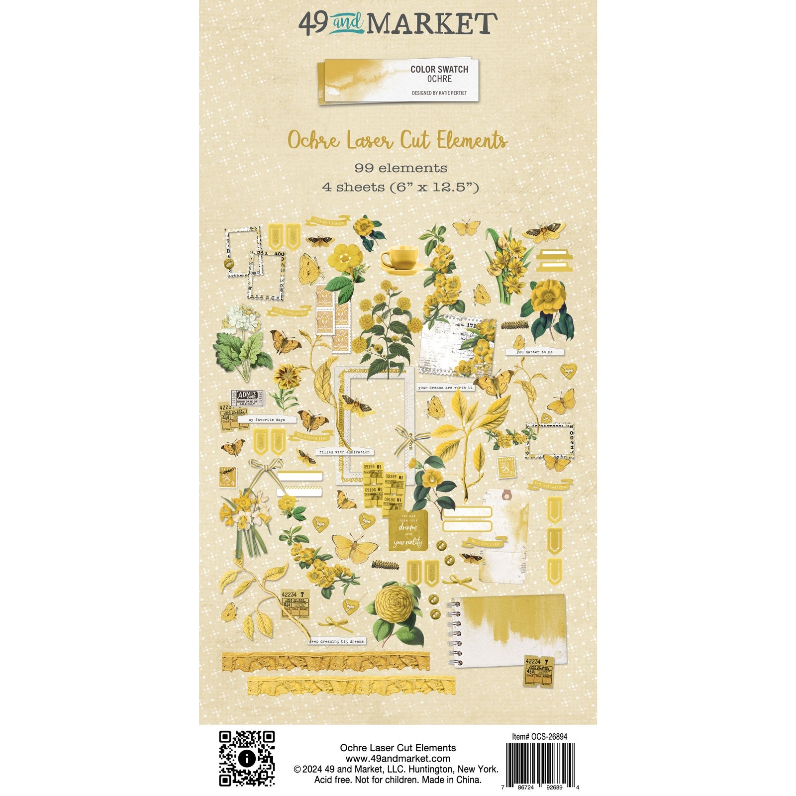 Color Swatch: Ochre Die-Cut Laser Cut Elements - 49 and Market (99 piece pack)-Color Swatch: Ochre Die-Cut Laser Cut Elements - 49 and Market (99 piece pack) The Turtle Journal Aussie Paper Crafters and Journaling Enthusiasts-Rachel The Turtle Journal