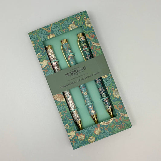 Gift Set 3 Pens William Morris Strawberry Thief - The Great British Card Company