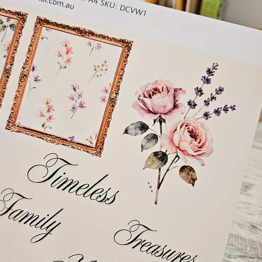 Vintage Wallpaper Fussy Cut Sheet - A4 (1 sheet)