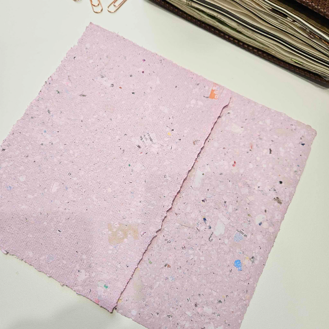 A5 Handmade Recycled Paper – 2 Sheets-Pink-Black Cats PET Sticker Strip (3 sheets) - The Turtle Journal Stickers Scrapbooking Cardmaking Halloween Steampunk Gothic-Rachel The Turtle Journal