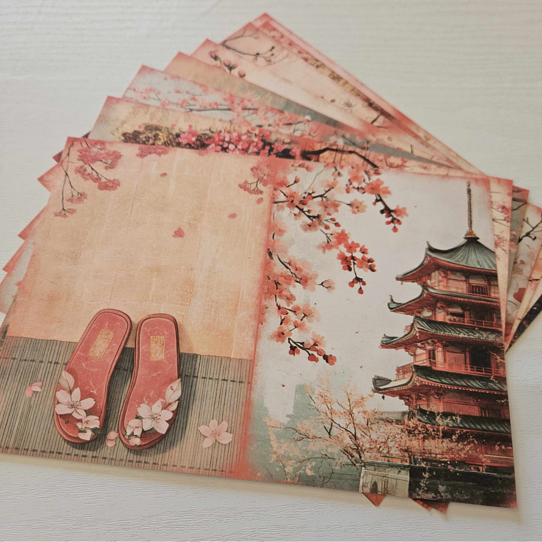 A5 Japanese Life Pattered Paper Pack (8 sheets)-A5 Japanese Life Pattered Paper Pack (8 sheets) - The Turtle Journal-Rachel The Turtle Journal