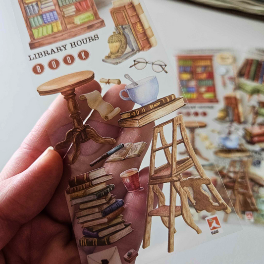 Academia PET Sticker Strips (4 piece) - Book Lovers Collection - Rachel The Turtle Journal - - Australian Junk Journaling Scrapbooking Supplies