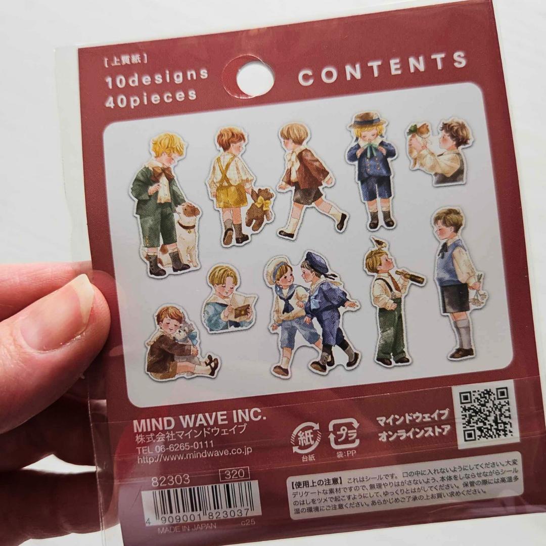 Ami Antique Boy and Girl Stickers - Mind Wave From Japan-Ami Antique Boy and Girl Stickers - Mind Wave From Japan - The Turtle Journal-Rachel The Turtle Journal