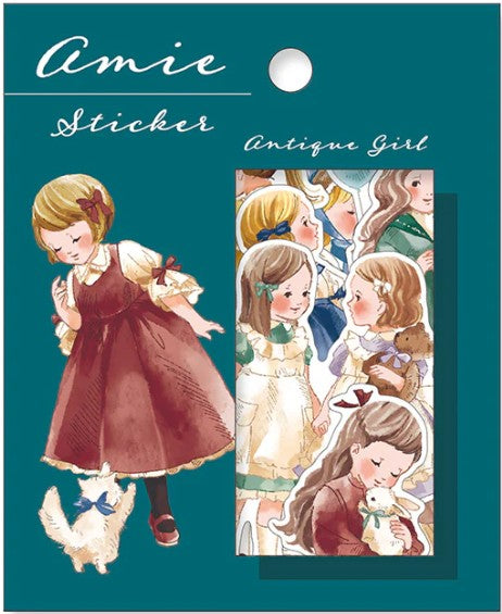 Ami Antique Boy and Girl Stickers - Mind Wave From Japan-Antique Girl - 40 pieces-Ami Antique Boy and Girl Stickers - Mind Wave From Japan - The Turtle Journal-Rachel The Turtle Journal