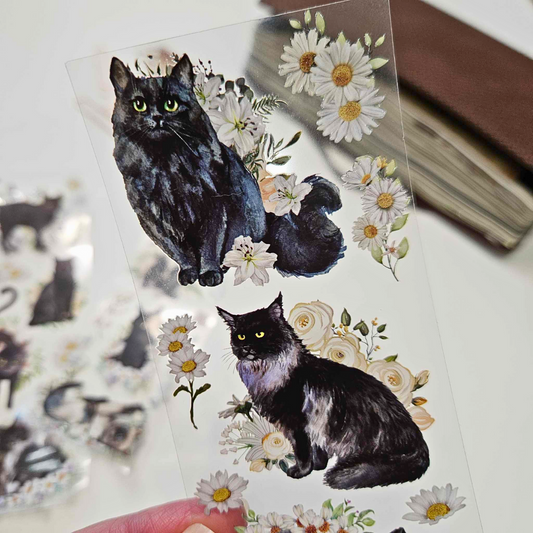 Black Cats PET Sticker Strip (3 sheets)-Black Cats PET Sticker Strip (3 sheets) - The Turtle Journal Stickers Scrapbooking Cardmaking Halloween Steampunk Gothic-Rachel The Turtle Journal