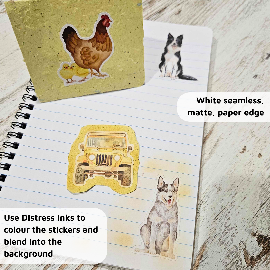 Outback Farm Matte Sticker Set (2 sheets) - The Turtle Journal-Outback Farm Matte Sticker Set (2 sheets) - The Turtle Journal Journaling Supplies-Rachel The Turtle Journal