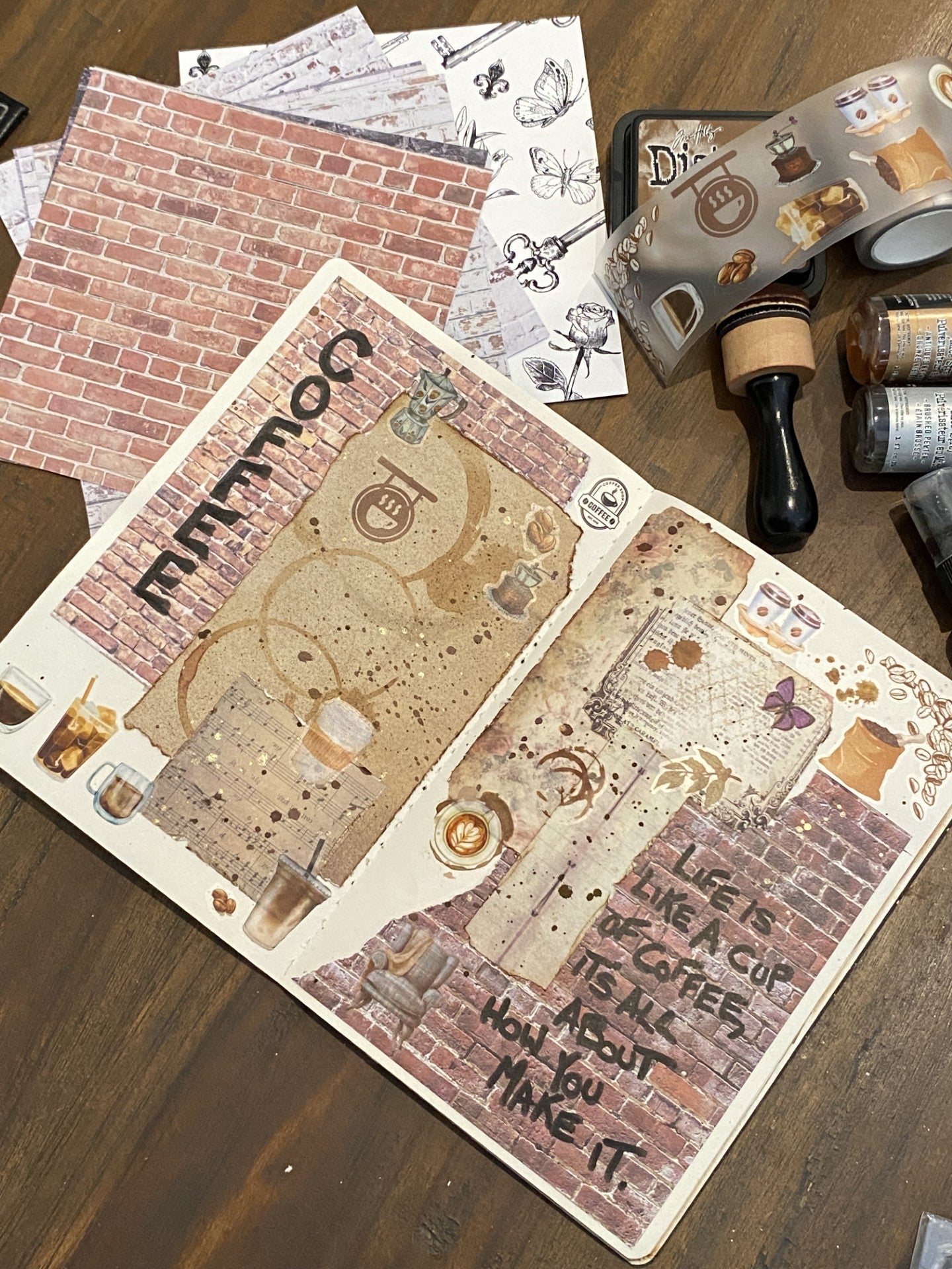 6 x 6 inch Square Brick Wall Rustic Patterned Paper (12 pack)-Rachel The Turtle Journal