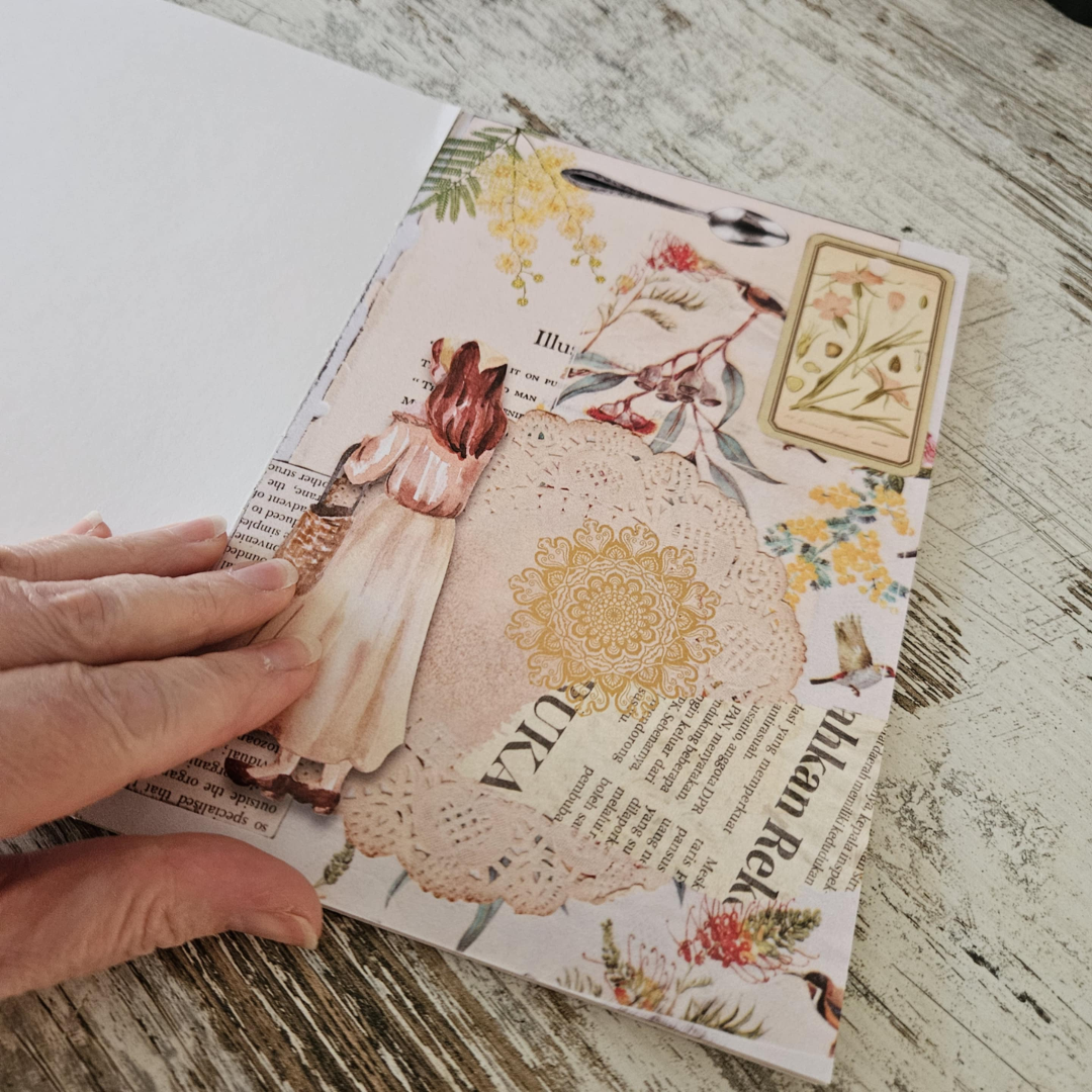 A5 Collage Cottage Patterned Paper/Cardstock Booklet-Rachel The Turtle Journal