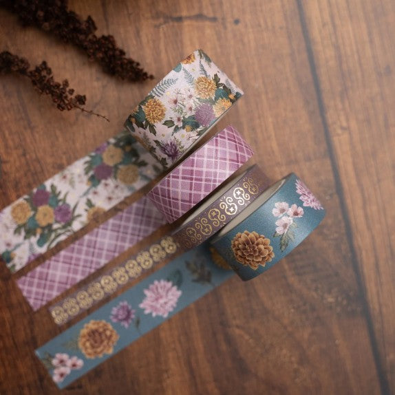 Chrysanthemum Spring Washi Tape Set (4 rolls) - Archer and Olive