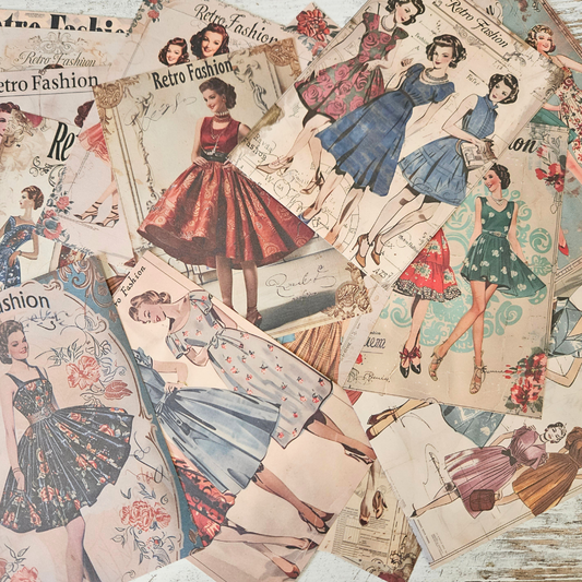 A6 Retro 1950s Fashion Ephemera Paper Pieces (16 piece)