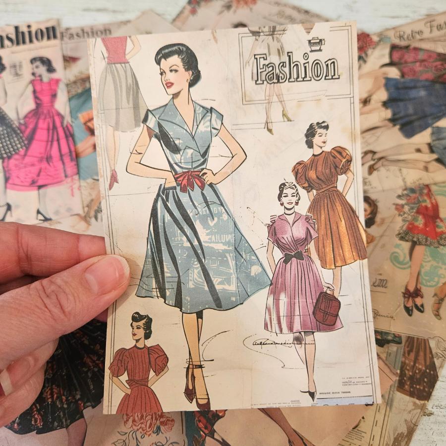 A6 Retro 1950s Fashion Ephemera Paper Pieces (16 piece)-A6 Retro 1950s Fashion Ephemera Paper Pieces (16 piece) - The Turtle Journal Paper Crafting Stationery-Rachel The Turtle Journal