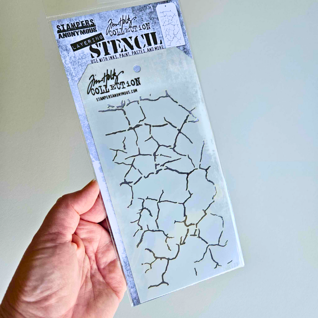 The Turtle Journal - Tim Holtz Stencil Layering Stampers Anonymous Collection Fractured Leave Background Distress Ink Accessory Background Art Journaling Australian