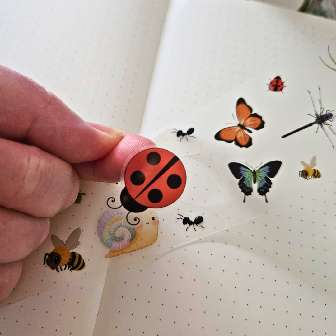 Garden Friends PET Matte Kiss Cut Sticker Roll 5m - The Turtle Journal-Rachel The Turtle Journal