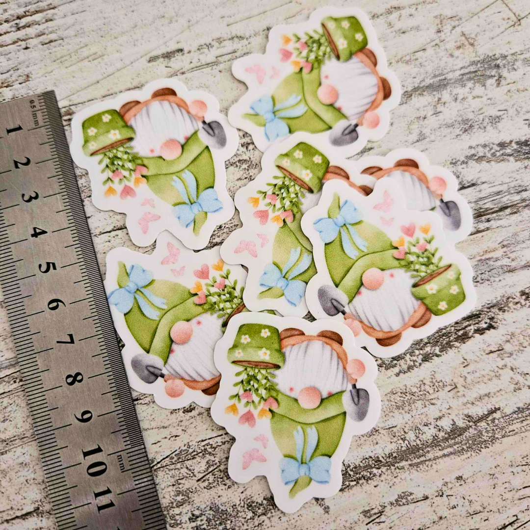 Vinyl Die-Cut Sticker Garden Gnome In Love (1 piece)-Vinyl Die-Cut Sticker Garden Gnome In Love (1 piece) Waterproof Custom Watercolour Nature Inspired-Rachel The Turtle Journal