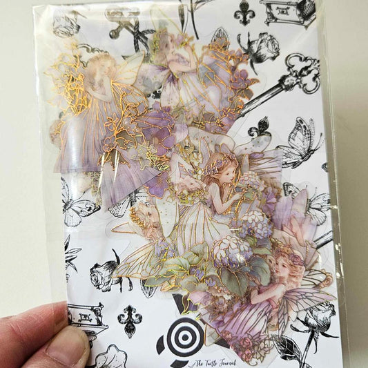 Fairy Garden Journaling Paper Crafting Whimsical Vintage Collection PET Stickers Fairy Glitter Stickers Scrapbooking