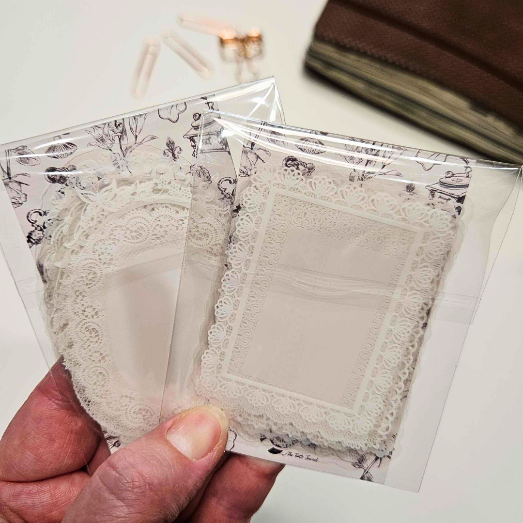 Transparent Lace Frame Stickers - 15 piece-Antique White PET Stickers Scrapbooking Bullet Journal Australian-Rachel The Turtle Journal
