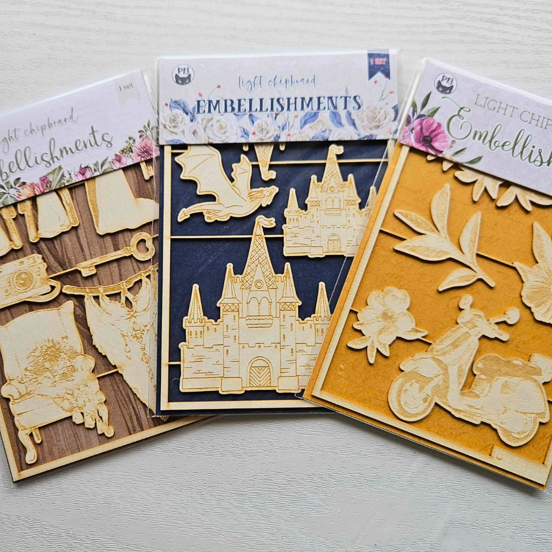 Light Chipboard Embellishment Set-Light Chipboard Embellishment Set - The Turtle Journal-Rachel The Turtle Journal