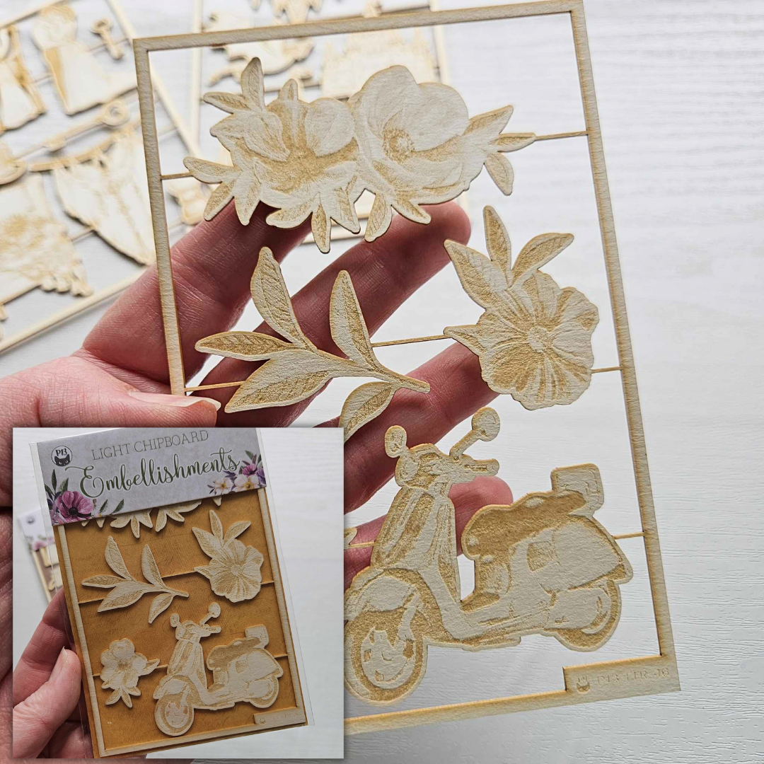 Light Chipboard Embellishment Set-Vespa-Light Chipboard Embellishment Set - The Turtle Journal-Rachel The Turtle Journal