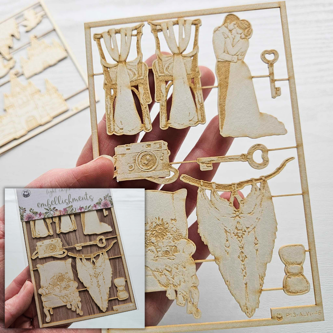 Light Chipboard Embellishment Set-Romance-Light Chipboard Embellishment Set - The Turtle Journal-Rachel The Turtle Journal