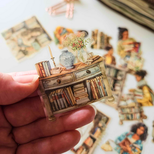 Reading Nook Sticker Set (20 piece) - Book Lovers Collection - Rachel The Turtle Journal - - Australian Junk Journaling Scrapbooking Supplies