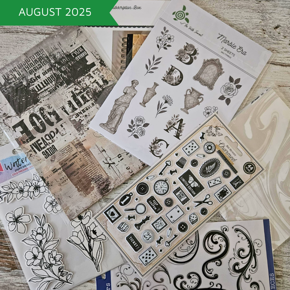 Turtle Treasure Box Subscription Kit-Papers Stickers Subscription Kit Box Monthly Craft Mystery Australia Paper Crafters-Rachel The Turtle Journal