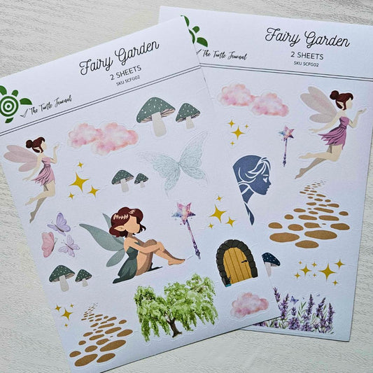 Fairy Garden Matte Sticker Set (2 sheets) - The Turtle Journal-Fairy Garden Matte Sticker Set (2 sheets) - The Turtle Journal Journaling Supplies-Rachel The Turtle Journal