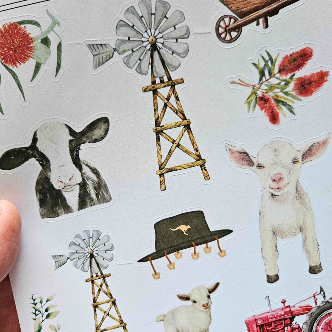 Outback Farm Matte Sticker Set (2 sheets) - The Turtle Journal-Outback Farm Matte Sticker Set (2 sheets) - The Turtle Journal Journaling Supplies-Rachel The Turtle Journal