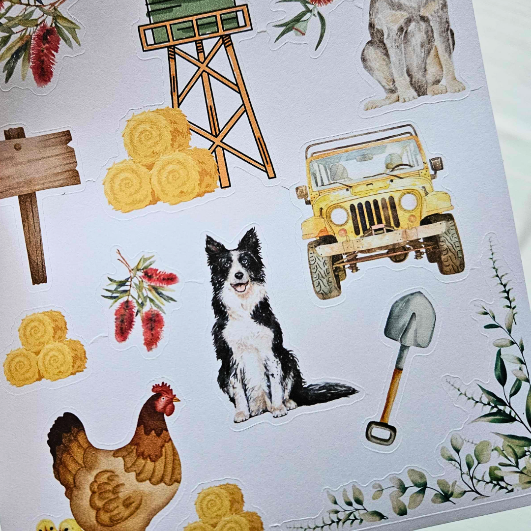 Outback Farm Matte Sticker Set (2 sheets) - The Turtle Journal-Outback Farm Matte Sticker Set (2 sheets) - The Turtle Journal Journaling Supplies-Rachel The Turtle Journal