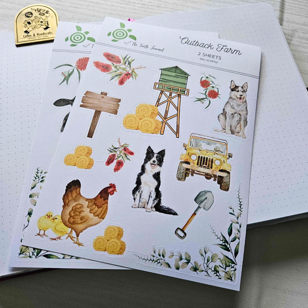Outback Farm Matte Sticker Set (2 sheets) - The Turtle Journal-Outback Farm Matte Sticker Set (2 sheets) - The Turtle Journal Journaling Supplies-Rachel The Turtle Journal