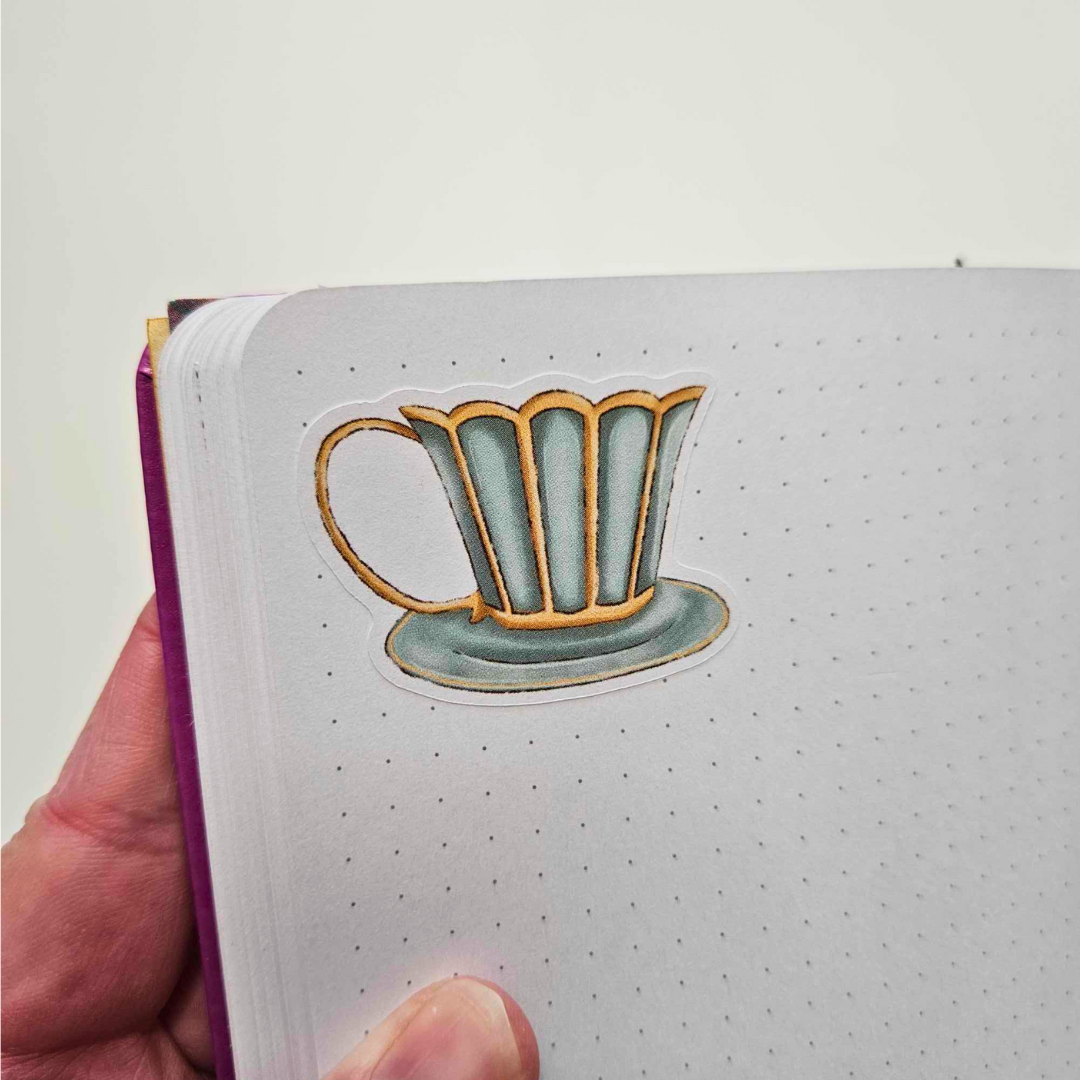 Vintage Tea Time Watercolour Matte Sticker Set (2 sheets) - The Turtle Journal-Rachel The Turtle Journal