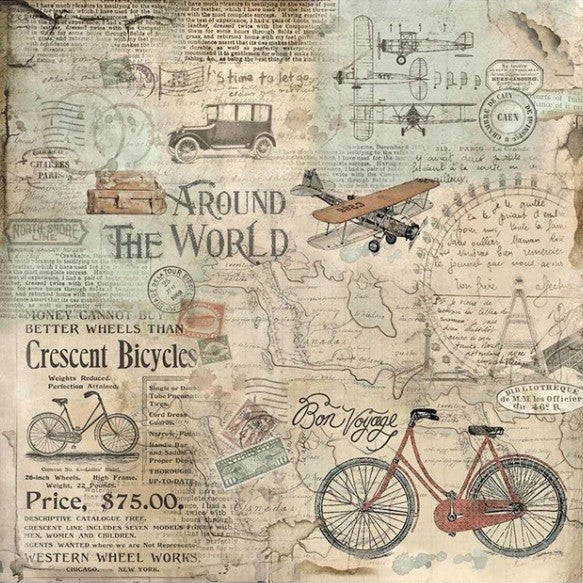 Around The World Fabric Pieces x 4 - Stamperia-Around The World Fabric Pieces x 4 - Stamperia - Mixed Media Craft Journaling - The Turtle Journal-Rachel The Turtle Journal
