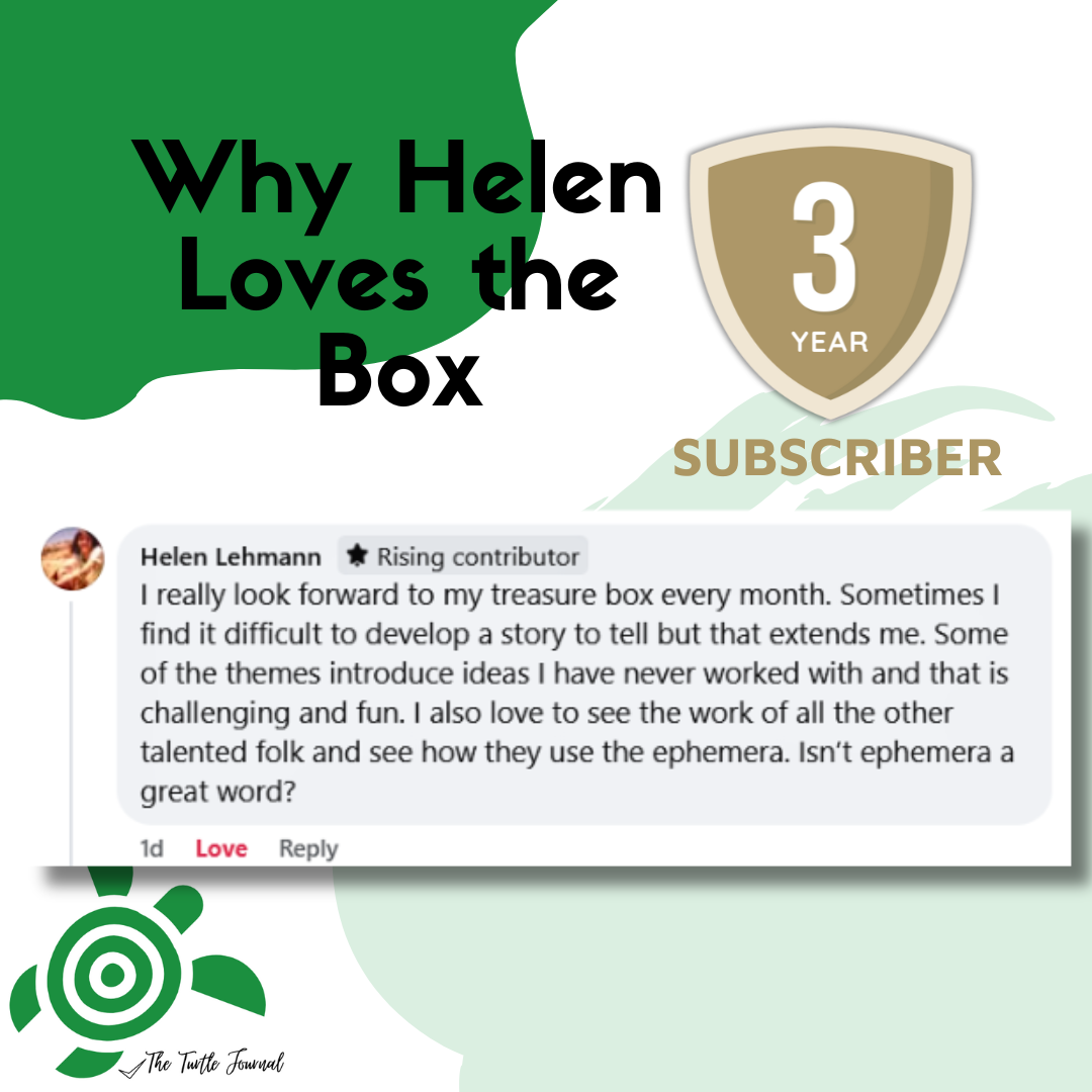 Turtle Treasure Box Subscription Kit-Papers Stickers Subscription Kit Box Monthly Craft Mystery Australia Paper Crafters-Rachel The Turtle Journal