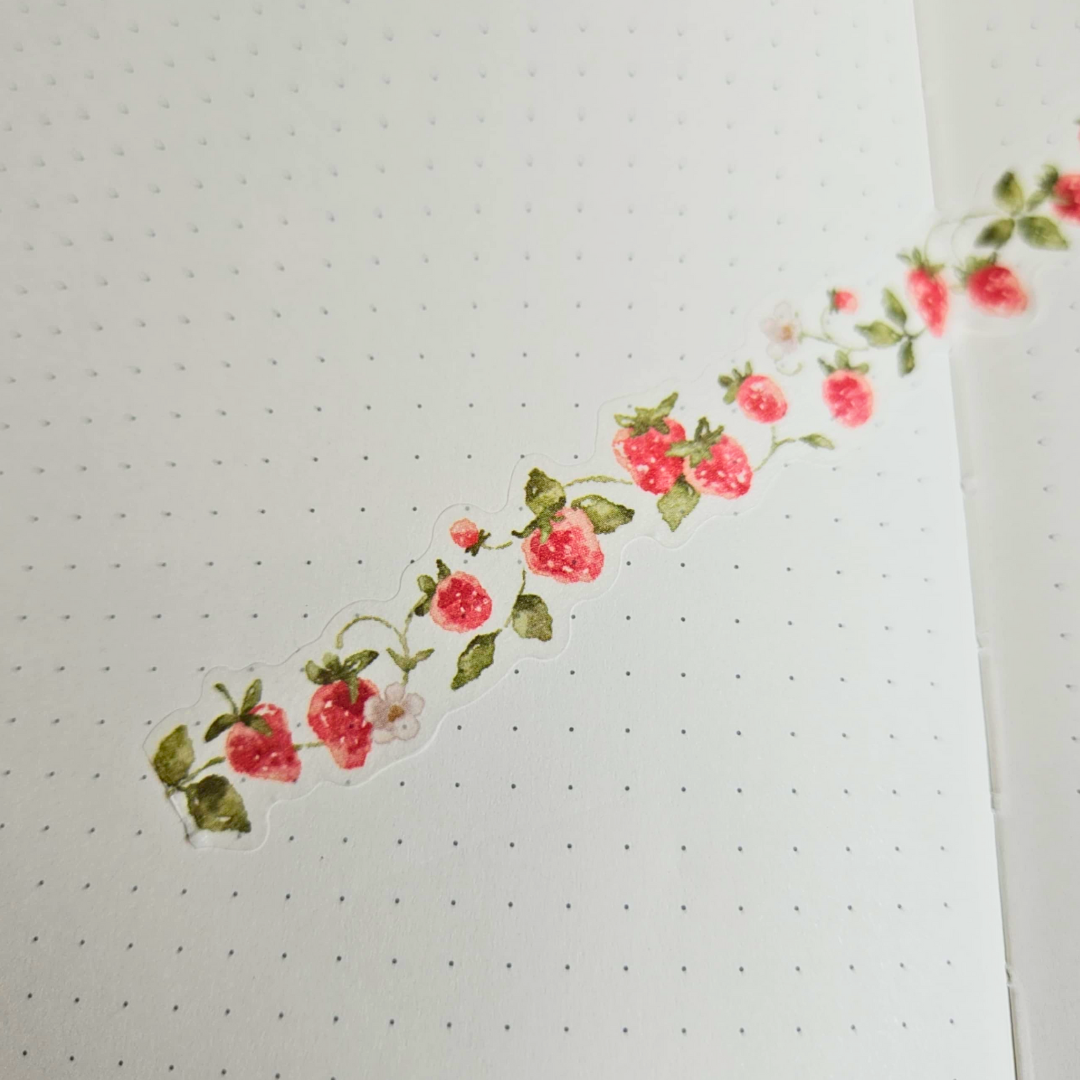 Summer Strawberry Washi Tape (5m roll) - Mind Wave From Japan-Summer Strawberry Washi Tape (5m roll) - Mind Wave From Japan - The Turtle Journal Japanese Stationery-Rachel The Turtle Journal