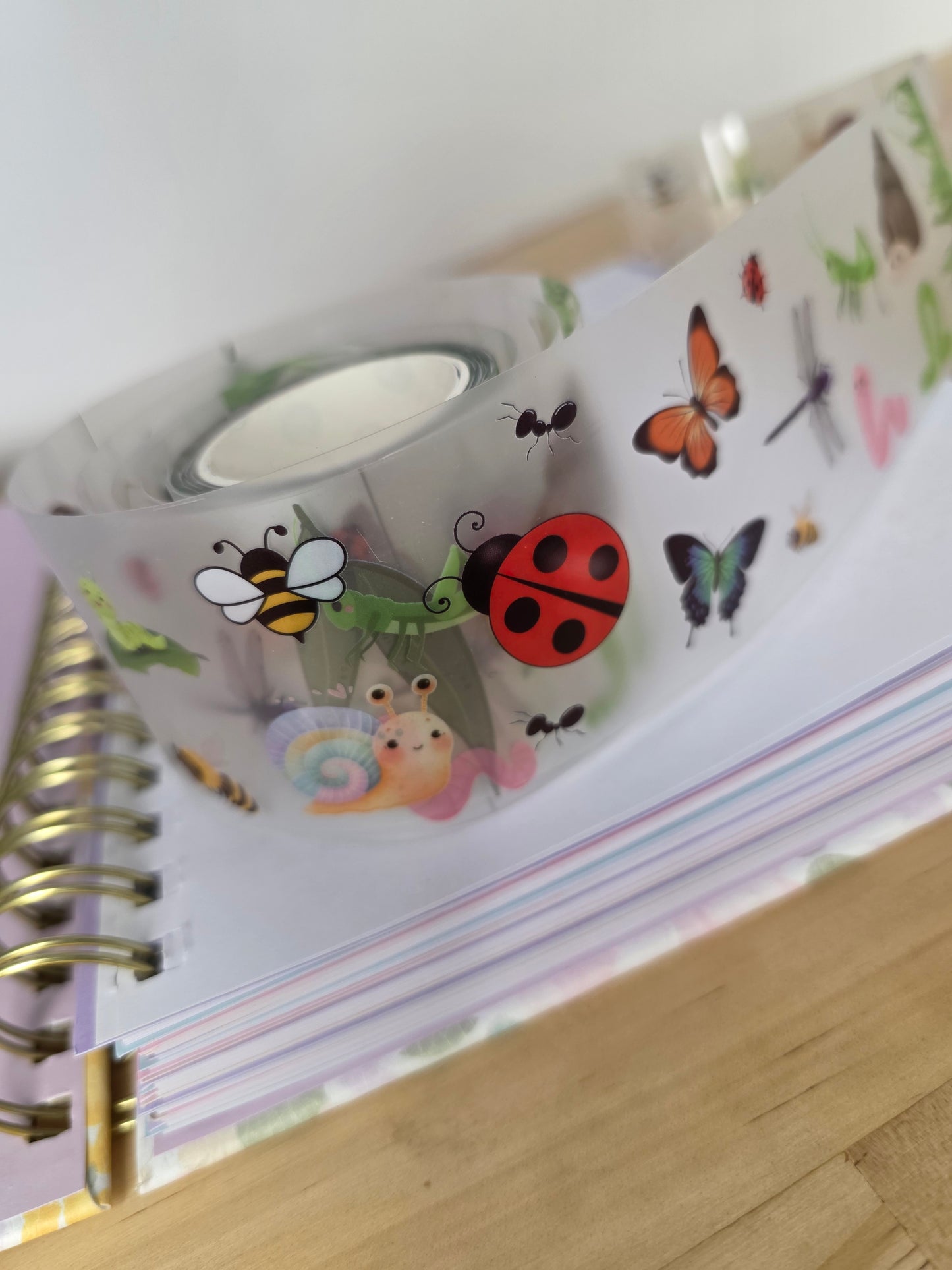 Garden Friends PET Matte Sticker Roll 5m - The Turtle Journal-Rachel The Turtle Journal
