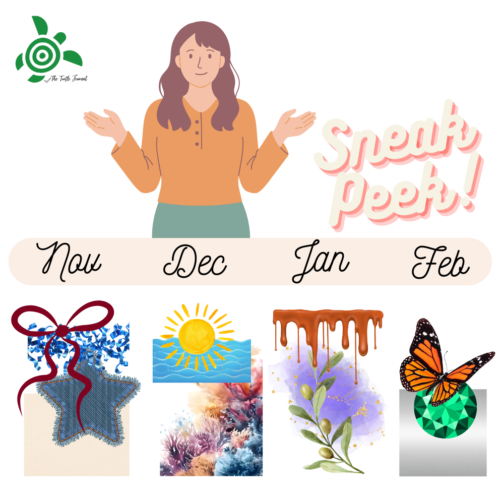 Turtle Treasure Box Subscription Kit-Papers Stickers Subscription Kit Box Monthly Craft Mystery Australia Paper Crafters-Rachel The Turtle Journal