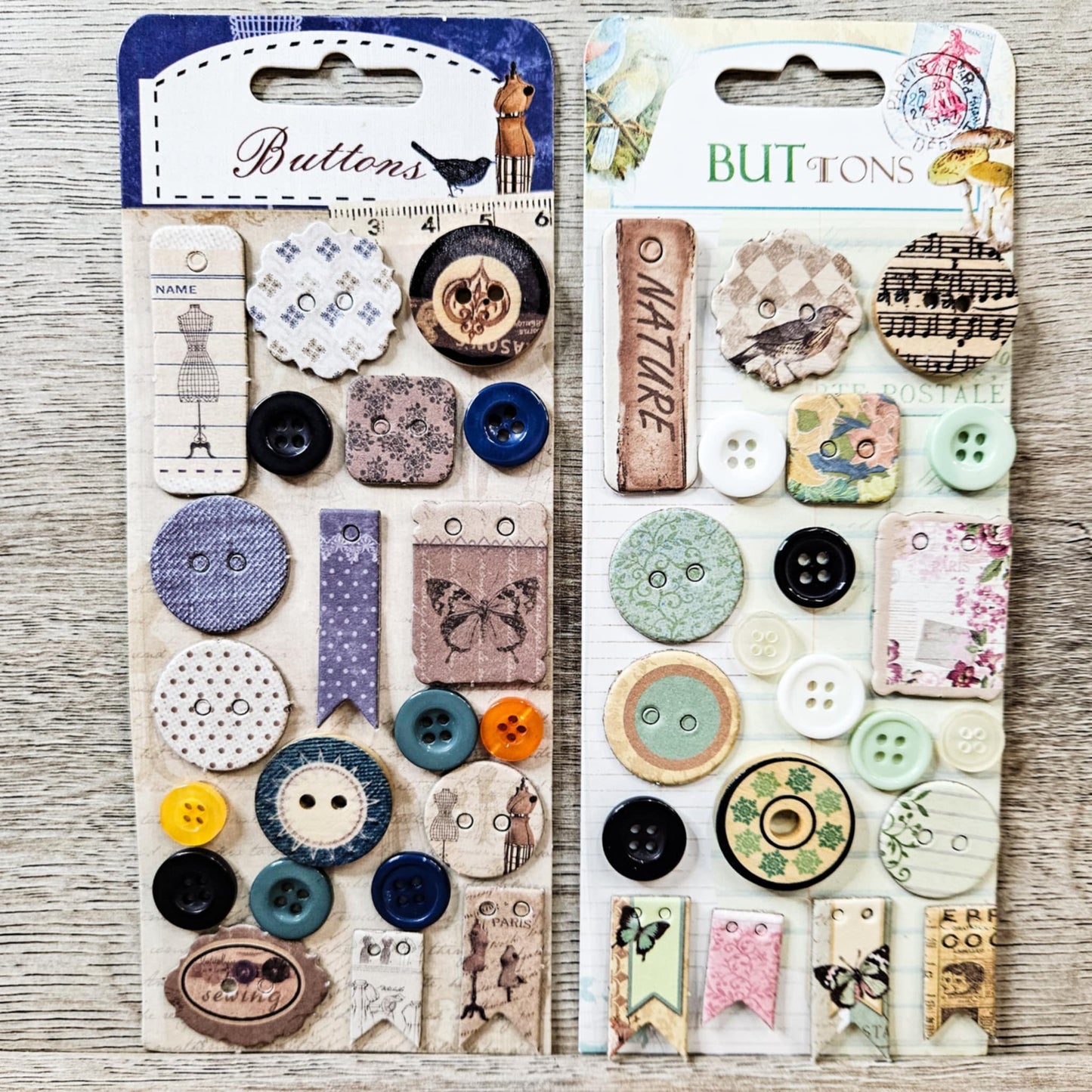 Button Sticker Embellishments (2 pack)-Vintage-Button Sticker Embellishments (2 pack) - Aussie Paper Crafting - The Turtle Journal-Rachel The Turtle Journal