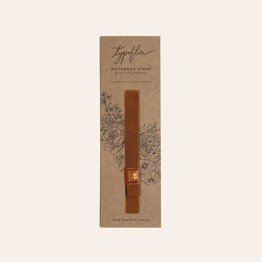 Notebook Strap With Pen Holder In Rust (1 piece)-Rachel The Turtle Journal