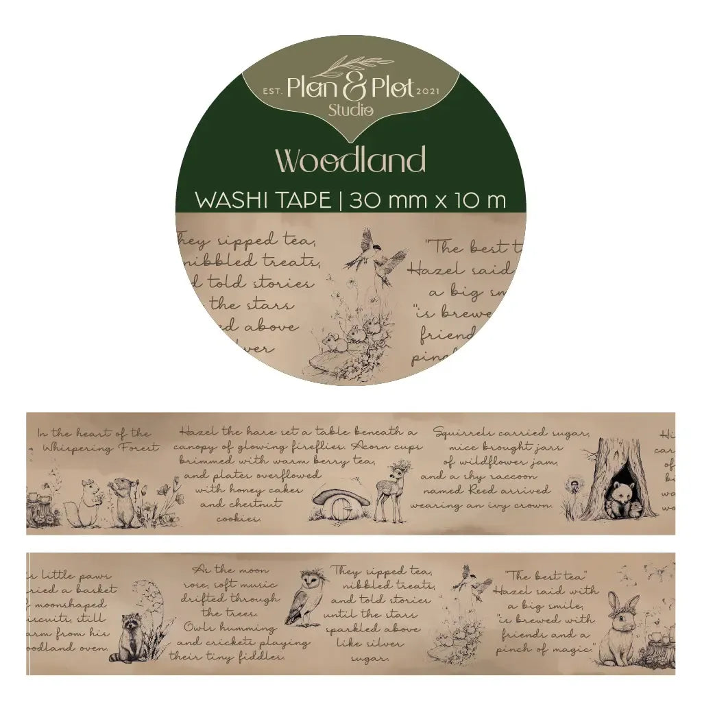 Woodland Washi tape - Plan & Plot Studio (10m)-Rachel The Turtle Journal