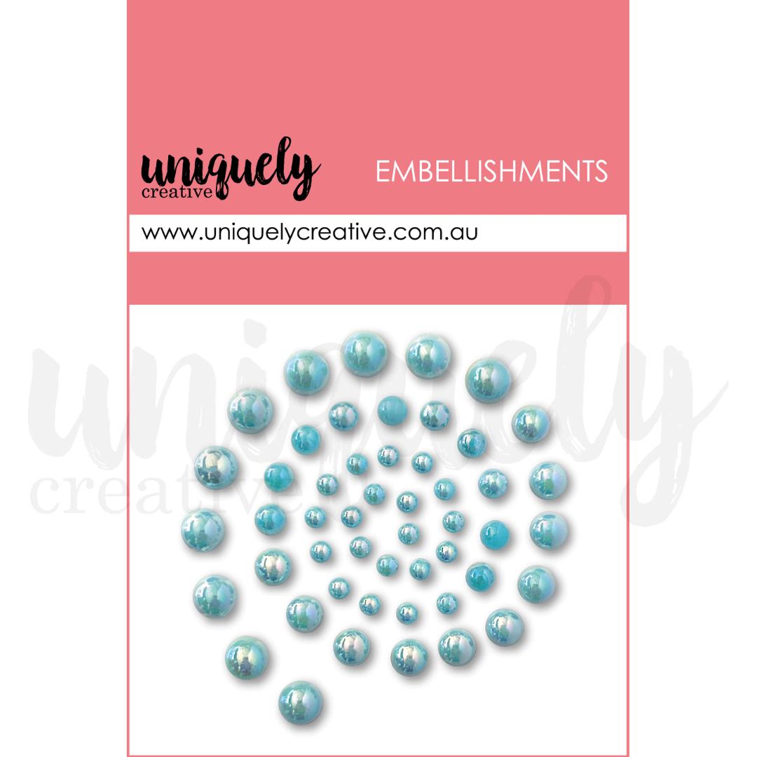 Rhinestones and Pearls Adhesive Stickers (50 piece) - Uniquely Creative-Light Blue Pearls (shimmery pearlescent)-Rachel The Turtle Journal