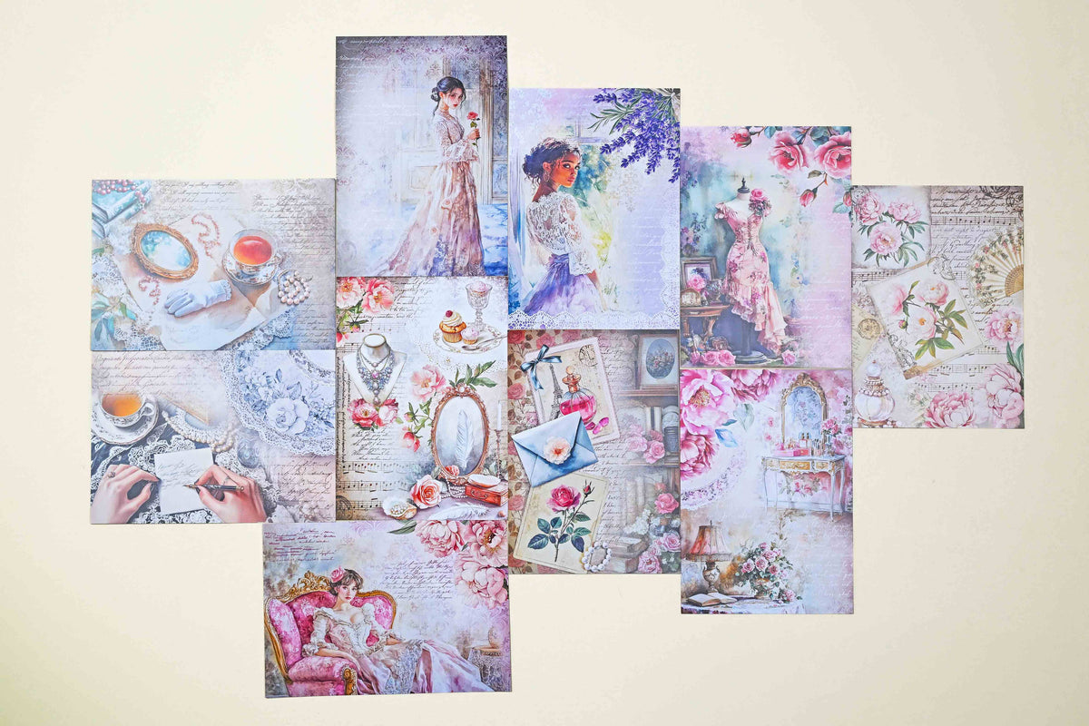 A6 Coquette Background Paper Set - Cora Crea Crafts