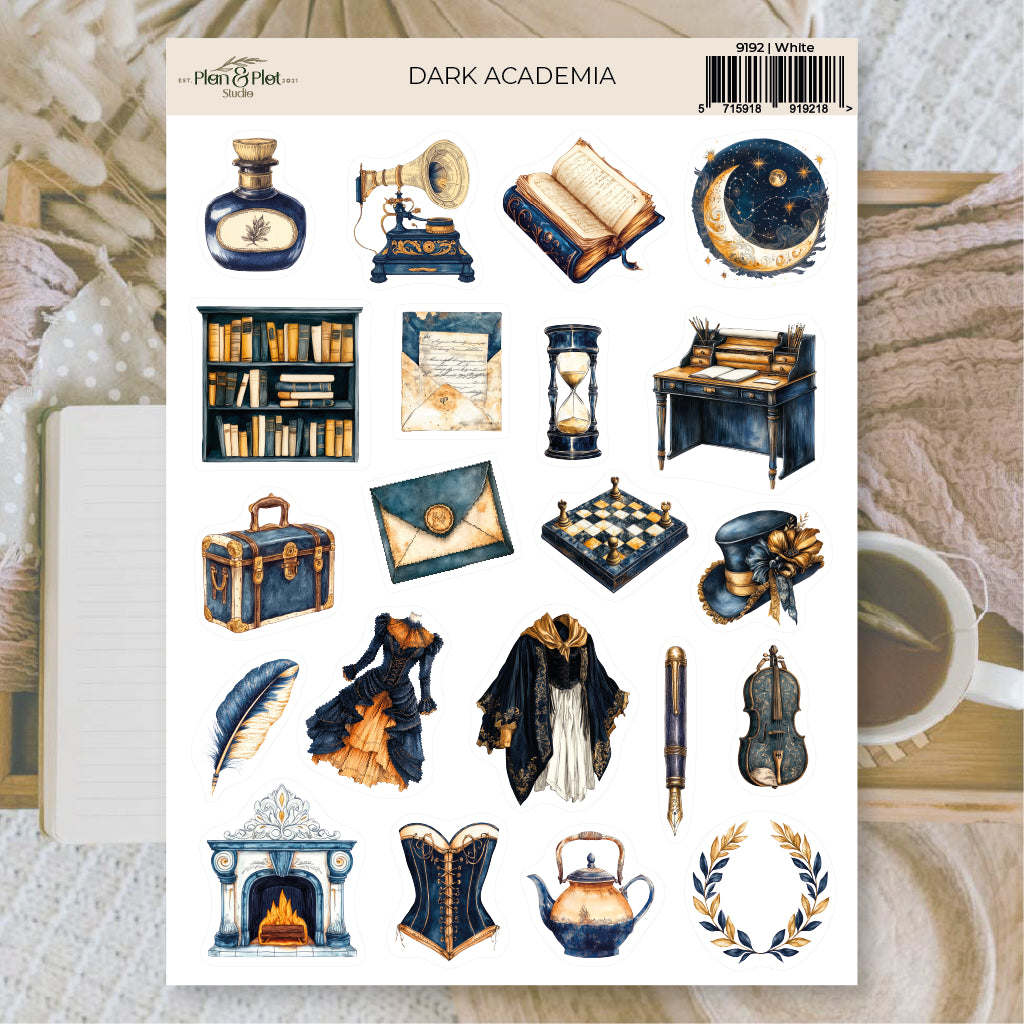 Dark Academia Stickers Set (1 sheet) - Plan & Plot Studio