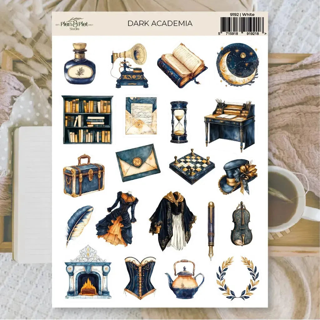 Dark Academia Stickers Set (1 sheet) - Plan & Plot Studio-Rachel The Turtle Journal