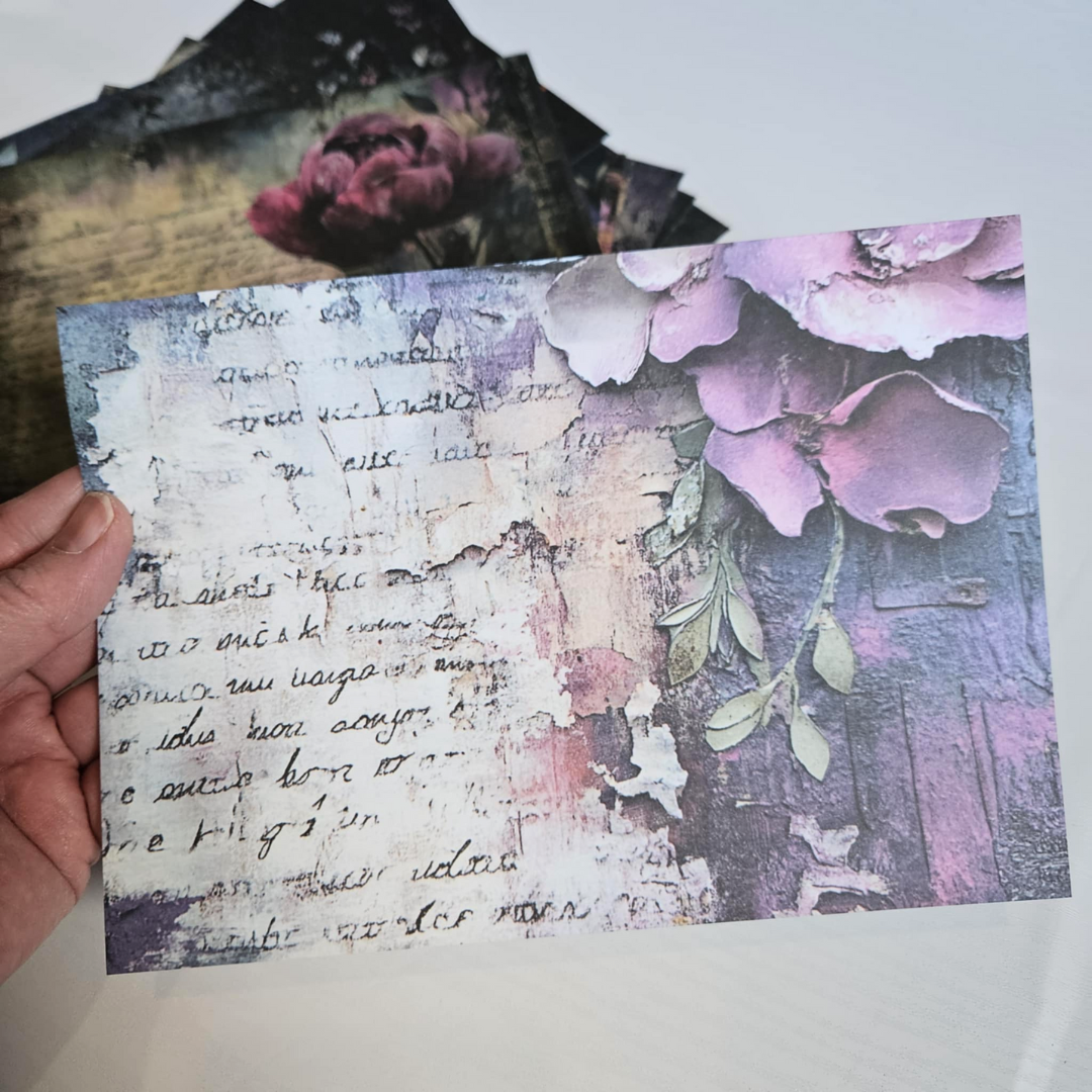 A5 Midnight Graffiti Flowers Patterned Paper Pack (12 sheets)-A5 Midnight Graffiti Flowers Patterned Paper Pack (12 sheets) - The Turtle Journal Vintage Inspired Journaling-Rachel The Turtle Journal