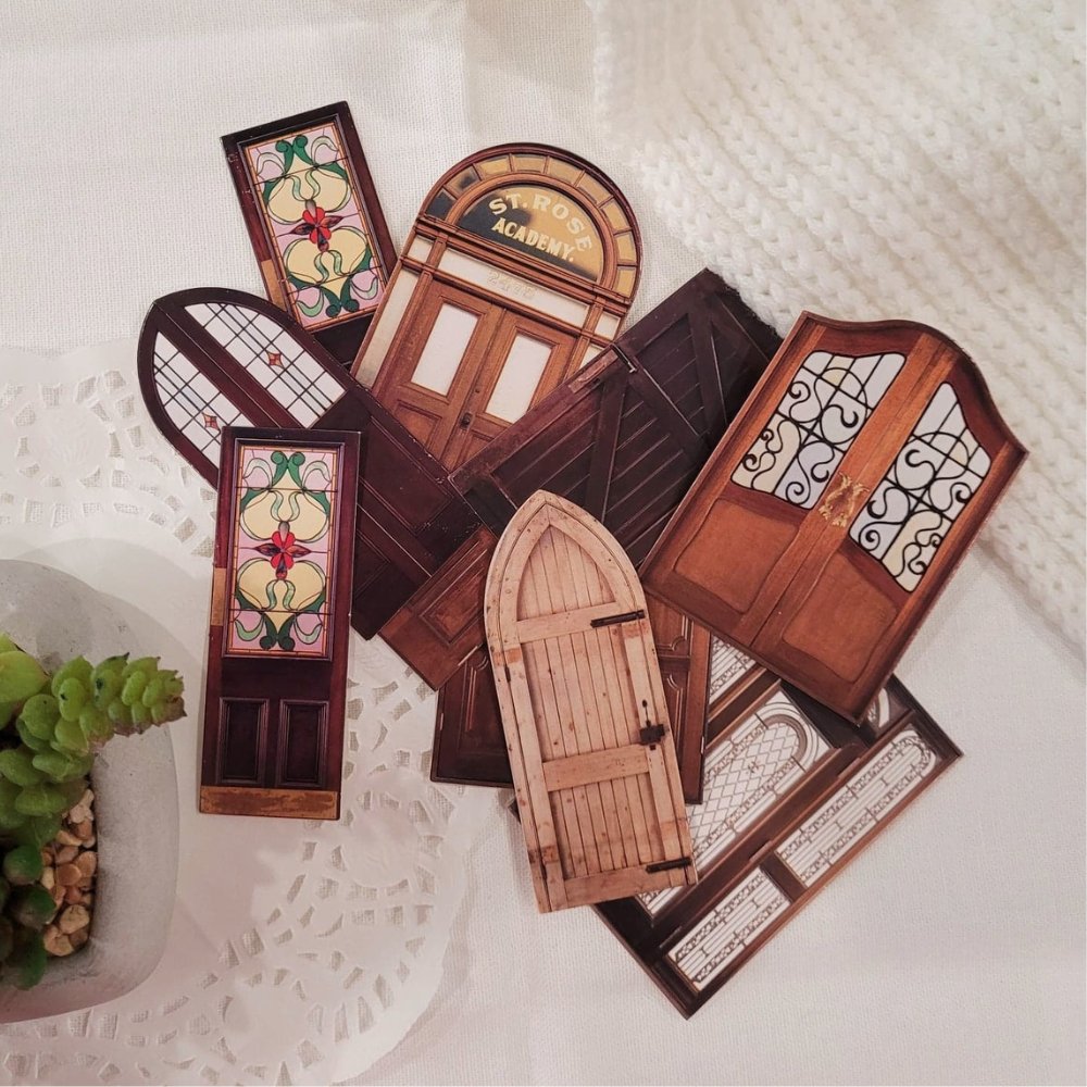 Antique-Style Door Diecuts - 10 pieces - Rachel The Turtle Journal - Fancy (10 pieces) - -