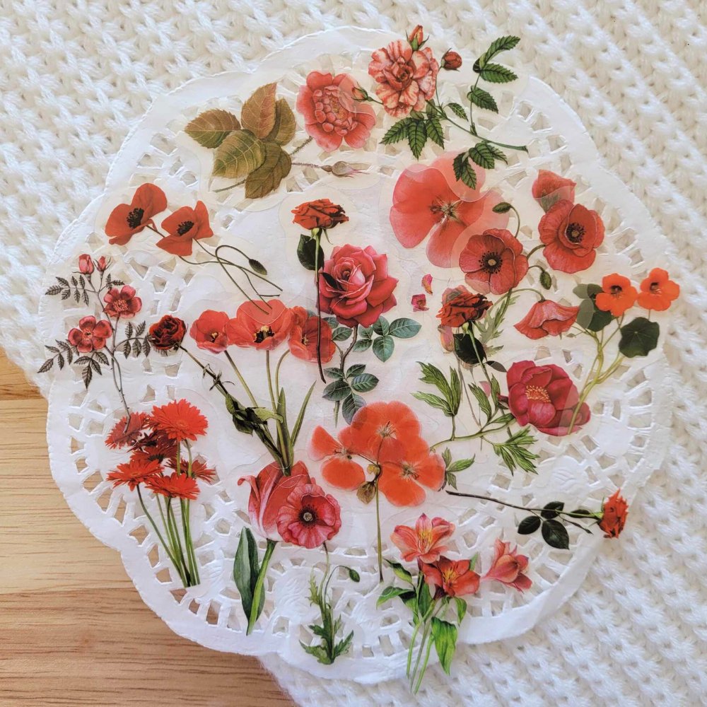 Blooms Stickers - 20 pieces - Rachel The Turtle Journal - Rouge Roses - -
