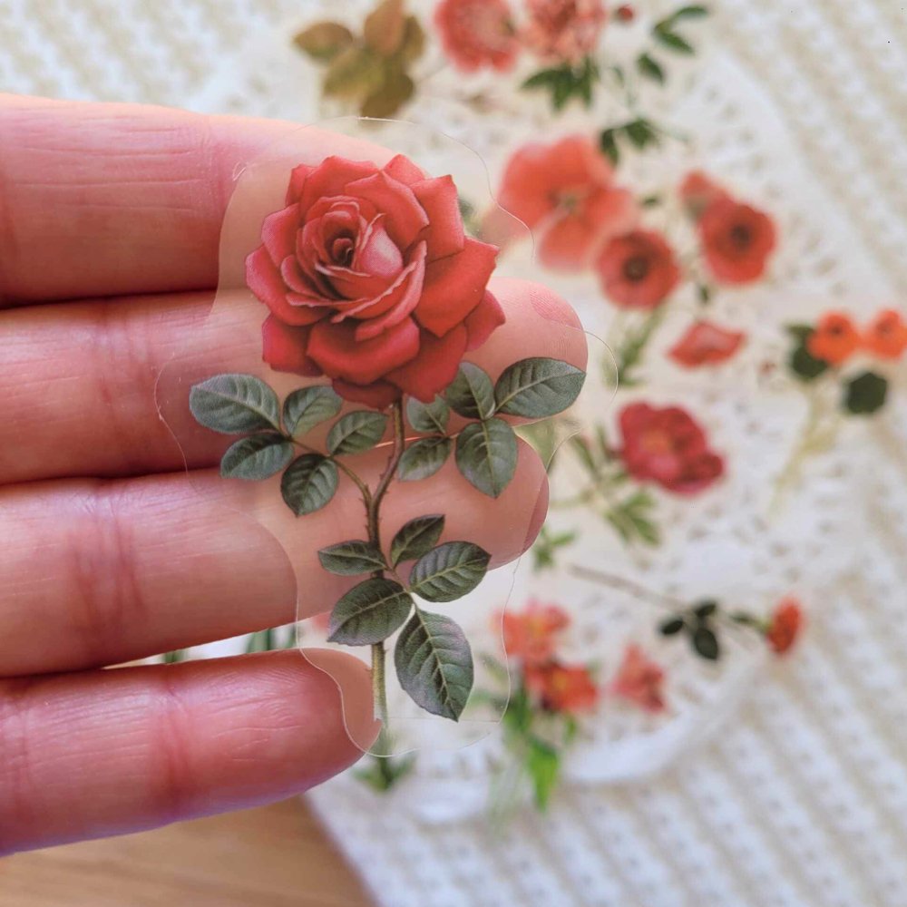 Blooms Stickers - 20 pieces - Rachel The Turtle Journal - Rouge Roses - -