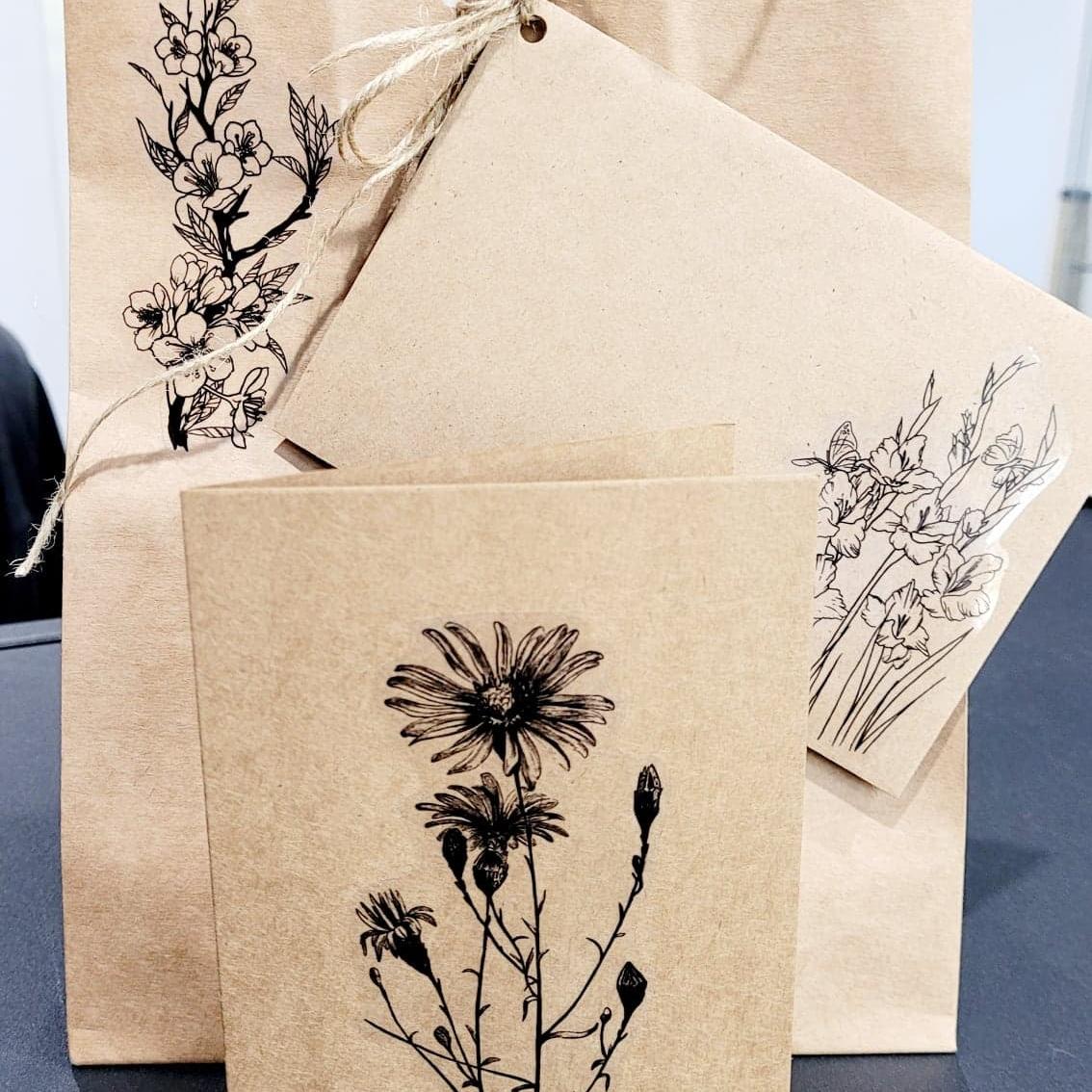 Transparent Botanical Stickers - 15 pieces - Rachel The Turtle Journal - 1 Set - -
