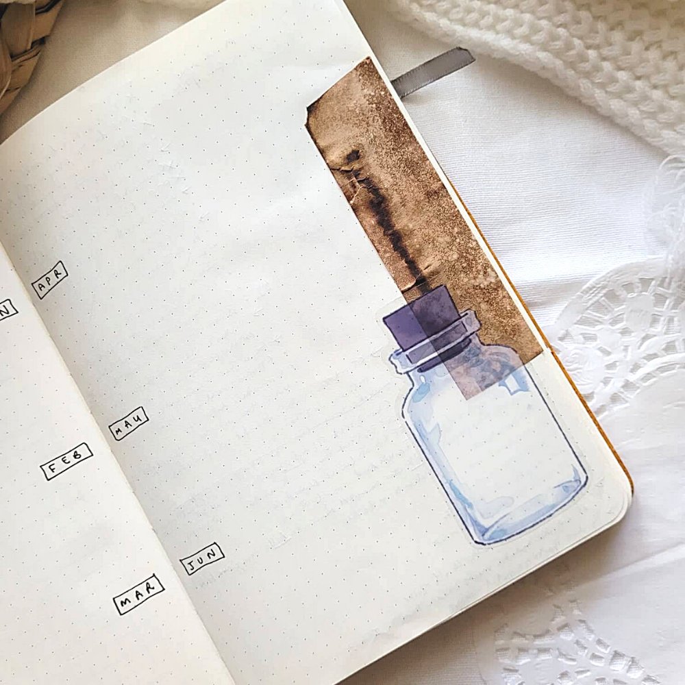 Transparent Bottle Stickers - 20 piece - Rachel The Turtle Journal - 1 Set - -